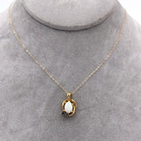 14k Yellow Gold Genuine Natural Opal Pendant with Sapphires (#J6227)