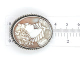 Sterling Genuine Natural Shell Cameo Pin Pendant Very Detailed Carving (#J6894)