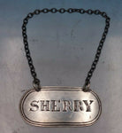 JE Caldwell Reproduction Sterling Silver Liquor Label "Sherry" w/ Chain (#6644)