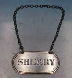 JE Caldwell Reproduction Sterling Silver Liquor Label "Sherry" w/ Chain (#6644)
