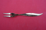 Norwegian Sterling Silver Pickle Fork vermeil feathered enameled yellow 5 1/4"