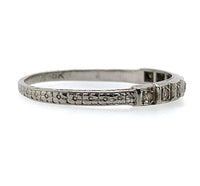 18k White Gold Wedding Band Ring w/Diamonds Engraved Dated 1932 Size 7.75 #J5907