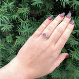 14k Gold Hot Pink Genuine Natural Tourmaline and Diamond Halo Ring (#J6364)