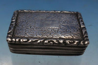William Simposon WS English Sterling Silver Vinaigrette Box Hand Engraved #6609