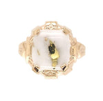 10k Gold 1.57 Carat Genuine Natural Gold Vein Quartz Ring Size 4.75 (#J7018)