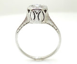 Art Deco 18k White Gold Genuine Natural Diamond Ring .34 Carat Jewelry (#J745)