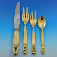 Acorn by Georg Jensen Sterling Silver Flatware Set 12 Service 102pc Gold Vermeil