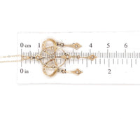 14k Yellow Gold Victorian Diamond Bow Lavaliere with Three Drops (#J6428)