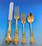 Majestic Gold by Alvin Sterling Silver Flatware Set Service Dinner Size 72 pcs
