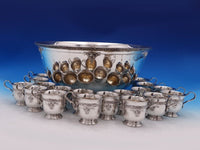 Meadow Rose by Wallace Sterling Silver Punch Bowl Set 19pc (#8078) Fabulous!