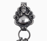 Art Nouveau Figural Silverplate Purse with Chatelaine Clip and Beading (#J4251)