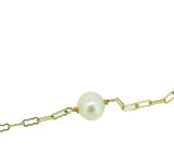 10k Yellow Gold Victorian Leaf Flower Pearl Pendant (#J4549)