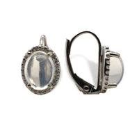 14k Gold 1.80ct TW Genuine Moonstone and Diamond Halo Leverback Earrings #J7126