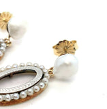 14k Yellow and White Gold Antique Seed Pearl Drop Earrings (#J5292)