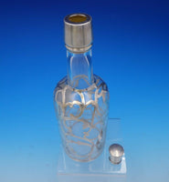 Sterling Silver Overlay Glass Liquor Bottle 10 1/2" Tall x 3 1/4" (#3775)