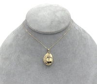 14k Yellow Gold Oval Locket with Engraved Flowers and 14k Chain (#J7102)