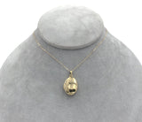 14k Yellow Gold Oval Locket with Engraved Flowers and 14k Chain (#J7102)