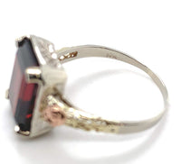 14k White Gold 5.48 Carat Genuine Natural Garnet Ring with Rose Gold (#J6555)
