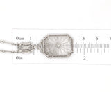 14k Gold Genuine Natural Rock Crystal Quartz Deco Filigree Necklace (#J6881)