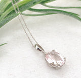 14k Gold Necklace with 1.87ct Genuine Natural Morganite Pendant (#J3760)