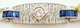 14k Gold Art Deco Style Genuine Natural Diamond and Sapphire Bracelet (#J2694)