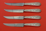 Corsage by Stieff Sterling Silver Steak Knife Set 4pc HHWS  Custom Made 8 1/2"