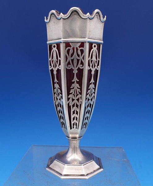 W. Lister and Sons English Estate Sterling Silver Vase with Glass #7728 (#8121)