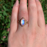 10k Rose Gold 3.70ct Genuine Natural Moonstone Ring Size 7 Jewelry (#J5841)