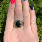 10k Gold Men's Class Ring c.1940s w/ Genuine Natural Black Onyx Size 10.5 #J6631