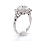 Vintage 14k White Gold Genuine Natural Diamond Ring w/Square Halo Design #J6453