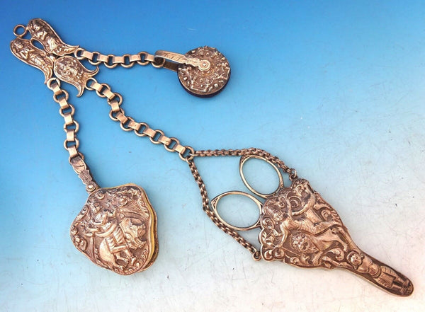 Sterling Silver India Chatelaine with Lion, Peacock, and Bull (#J3887)