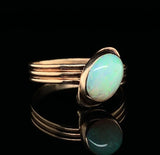 14k Gold Arts and Crafts Handwrought Genuine Natural Opal Ring size 5.5 (#J6348)