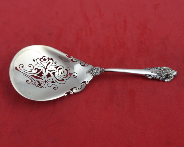 Grande Baroque by Wallace Sterling Silver Nut Spoon Pierced Roses Flowers 5 1/4"