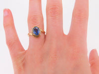 14K Gold Large 2.24ct Genuine Natural Sapphire and Diamond Ring (#J541)