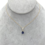 14k Yellow Gold 1.84 Carat Blue Genuine Natural Sapphire Diamond Necklace #J7431
