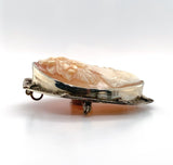 14k Yellow Gold Genuine Natural Shell Cameo Pin Filigree Applied Leaves (#J6244)
