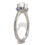 Platinum 1.13 Carat Genuine Natural Moonstone and Blue Sapphire Ring (#J7170)