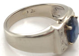 14k White Gold 1.53ct Genuine Natural Sapphire Men's Ring Size 7 (#J5833)