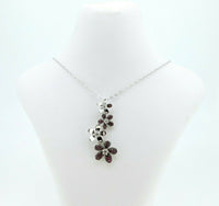 14k White Gold Genuine Natural Ruby and Diamond Flower Pendant (#J4325)
