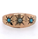 9k Yellow Gold Baby Ring with Turquoise Glass in Star Design Jewelry (#J5966)