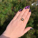 18k Yellow Gold Black Star Genuine Natural Sapphire Men's Ring Size 9 (#J6535)