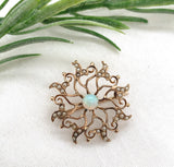 Victorian 10k Rose Gold Opal and Seed Pearl Starburst Pin Pendant w/Bail #J7552