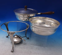 ACN Mexican Sterling Silver Chafing Dish with Bowl Burner and Wood (#7178)