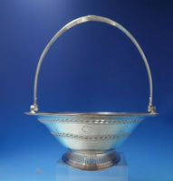 English Georgian Silverplate Basket with Handle Pierced Border Swans (#5839)