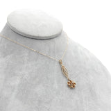 Victorian 10k Genuine Natural Diamond Lavaliere Pendant with 14k Chain (#J7262)