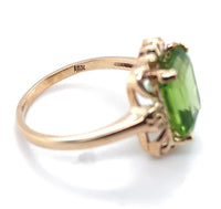 10k Yellow Gold 3.73 Carat Genuine Natural Peridot Ring Size 6.75 (#J6384)