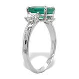 Platinum 3-Stone Ring 1.86 Carat Genuine Emerald w/ Diamonds GIA Report (#J7418)