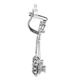 Vintage 14k White Gold Dangle Drop Genuine Diamond Starburst Earrings (#J7296)