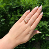 14k Rosey Yellow Gold Cultured Pearl Three-Stone Ring Size 7.5 Jewelry (#J6780)