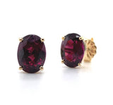 14k Yellow Gold 3.43ct TW Oval Genuine Natural Rhodolite Garnet Earrings #J6107